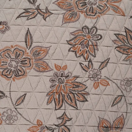 Coupon 3m Tissu Maille Matelasse Imprimé Marron 