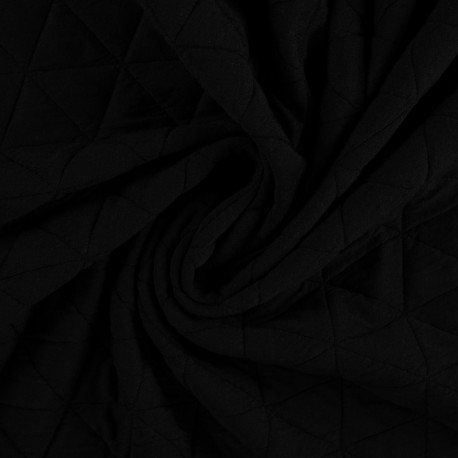 Coupon 3m Tissu Maille Matelasse Uni Noir