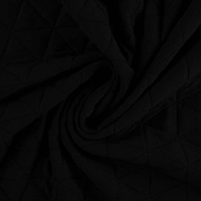 Coupon 3m Tissu Maille Matelasse Uni Noir