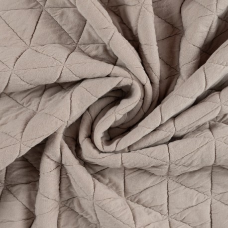 Coupon 3m Tissu Maille Matelassé Uni Sable 