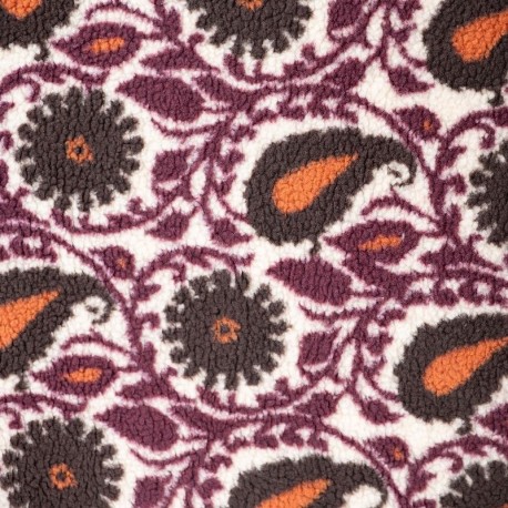 Coupon 3m Tissu Teddy Jacquard Lie de Vin 