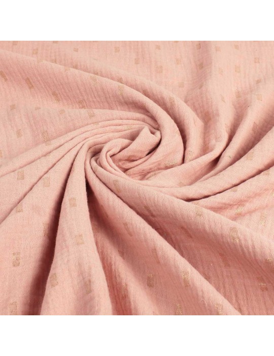 Tissu double gaze rectangle doré/rose