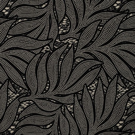 Coupon 3m Tissu Serge de Viscose Imprimé Noir 