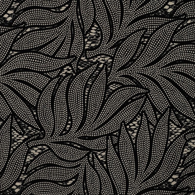Coupon 3m Tissu Serge de Viscose Imprimé Noir 