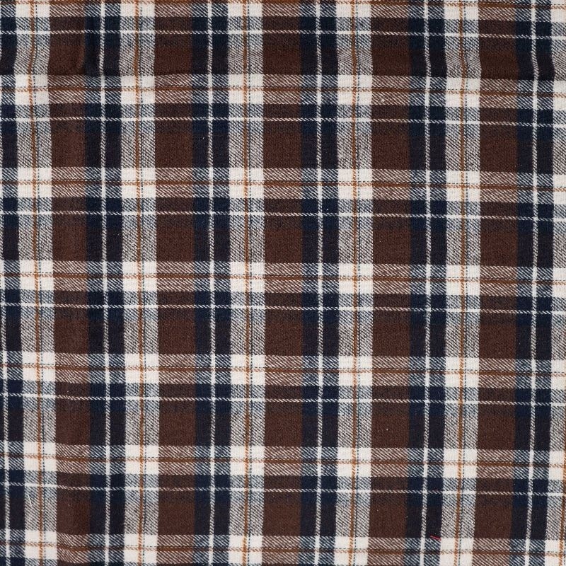 Coupon 3m Tissu Flanelle Imprimé Carreaux Marron 