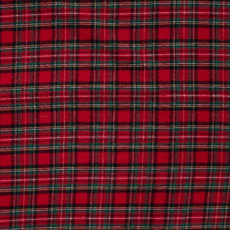 Coupon 3m Tissu Flanelle Imprimé Carreaux Rouge Vert et jaune
