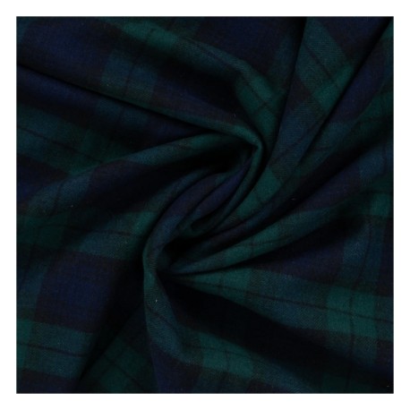 Coupon 3m Tissu Flanelle Imprimé Carreaux Bleu Marine