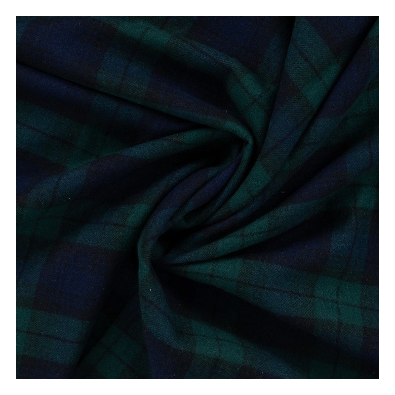 Coupon 3m Tissu Flanelle Imprimé Carreaux Bleu Marine