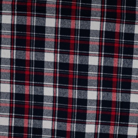 Coupon 3m Tissu Flanelle Imprimé Carreaux Rouge