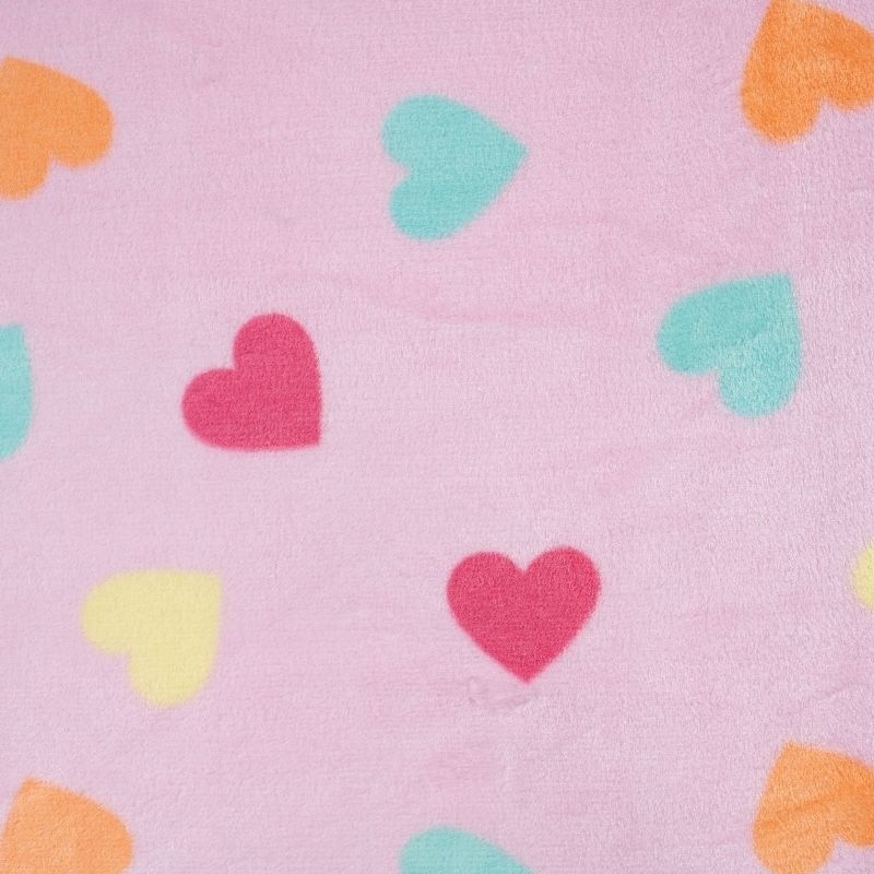 Coupon 3m Tissu Polaire Imprimé Coeur Rose