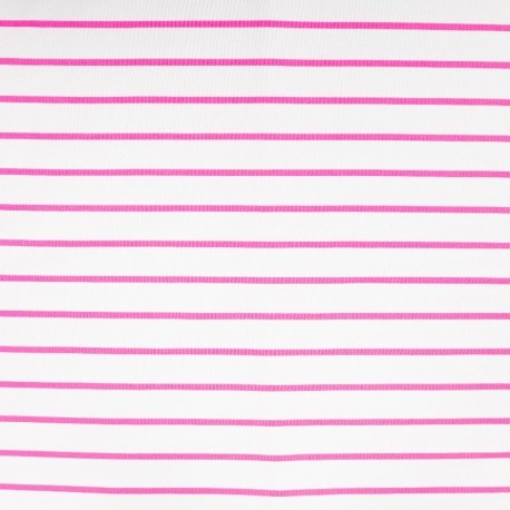 Coupon 3m Tissu French Terry Neon Rayure Rose 