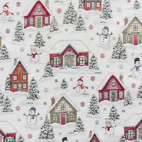 Coupon 3m Tissu Jacquard Chenillé Baviel Noël 