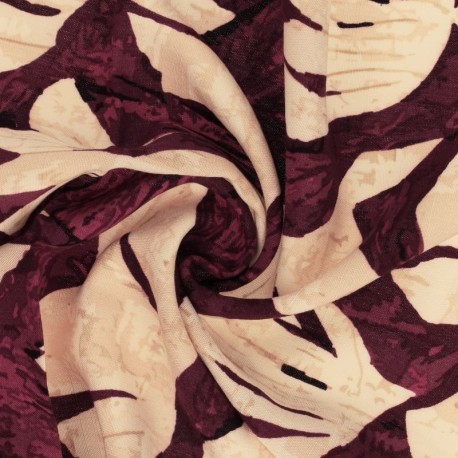 Coupon 3m Tissu Viscose Imprimé Jeanne Bordeaux 