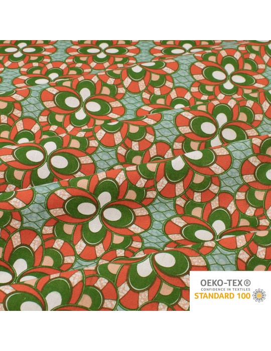 Coupon coton patchwork africain géométrique 50 x 50 cm orange