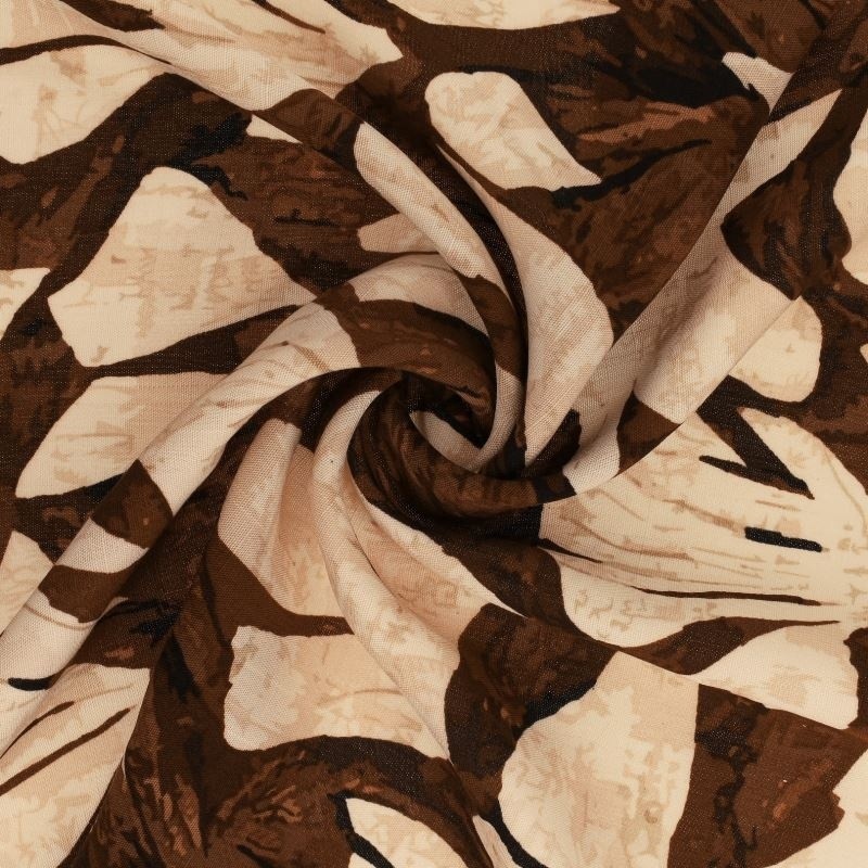 Coupon 3m Tissu Viscose Imprimé Jeanne Marron Clair