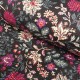 Coupon 3m Tissu Blockprint Imprimé Tampons Mains Matelassé Double Face Floral Noir Bordeaux