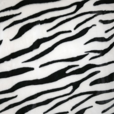 Coupon 3m Tissu Fausse Fourrure Zebra Ras Noir