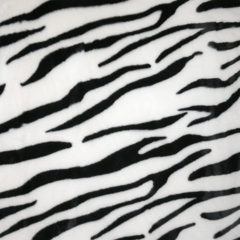 Coupon 3m Tissu Fausse Fourrure Zebra Ras Noir