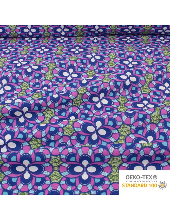 Coupon coton patchwork africain géométrique 50 x 50 cm vert
