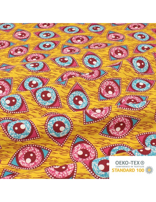 Tissu coton imprimé africain floral orange