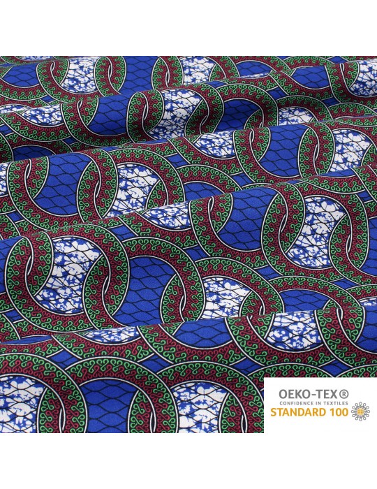 Tissu coton imprimé africain géométrique bleu foncé