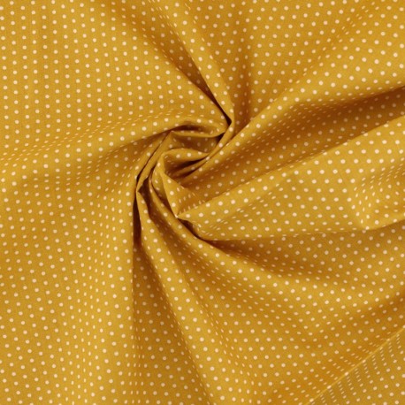 Coupon 3m Tissu Coton Imprimé Pois Ocre