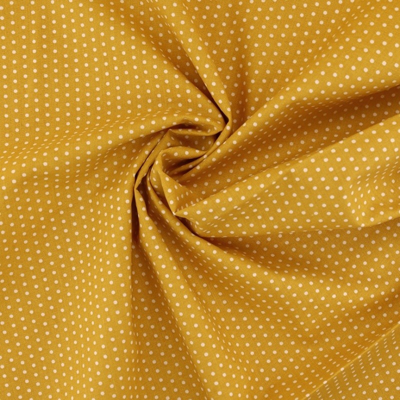 Coupon 3m Tissu Coton Imprimé Pois Ocre