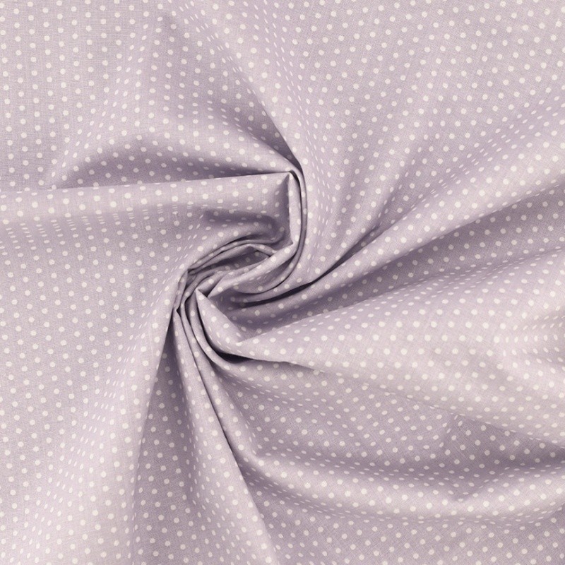 Coupon 3m Tissu Coton Imprimé Pois Mauve