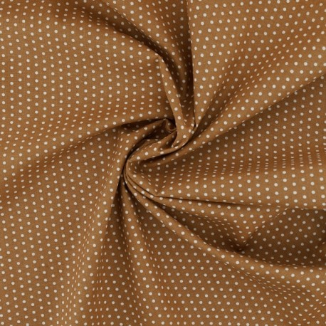 Coupon 3m Tissu Coton Imprimé Pois Caramel