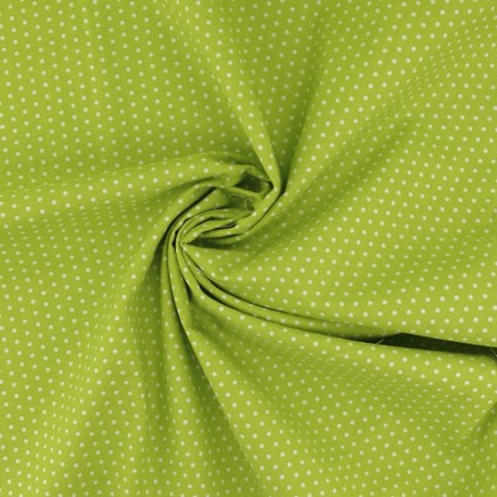 Coupon 3m Tissu Coton Imprimé Pois Vert Clair