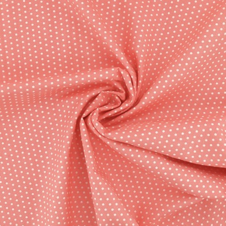 Coupon 3m Tissu Coton Imprimé Pois Rose