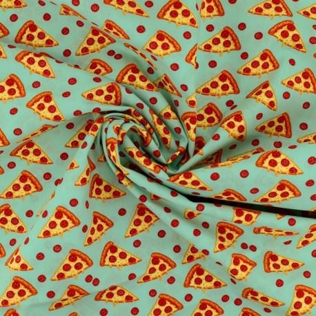 Coupon 3m Tissu Coton Imprimé Pizza