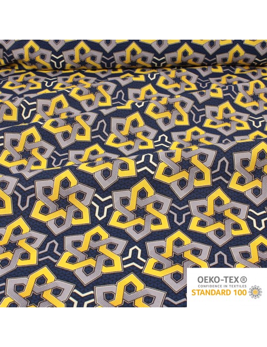 Coupon coton imprimé africain géométrique 50 x 150 cm bleu