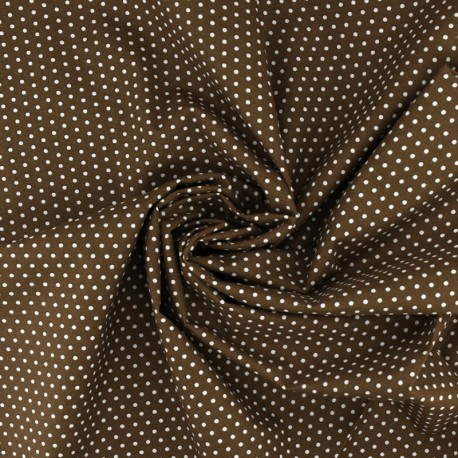 Coupon 3m Tissu Coton Imprimé Pois Marron