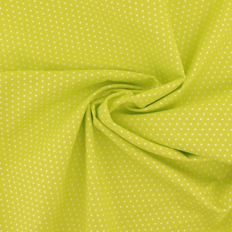Coupon 3m Tissu Coton Imprimé Pois Vert Pomme