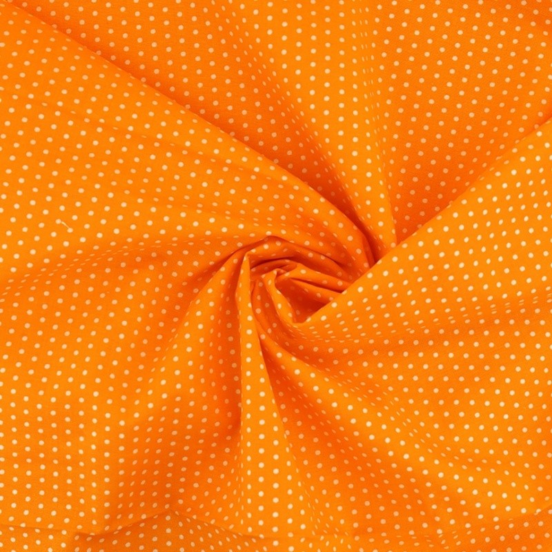 Coupon 3m Tissu Coton Imprimé Pois Orange