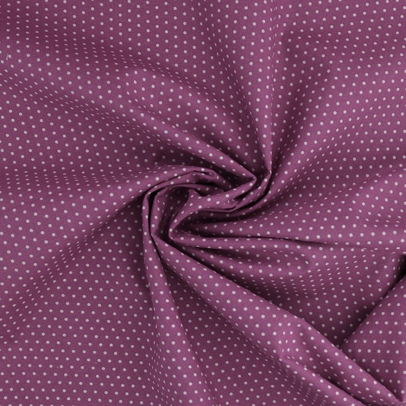 Coupon 3m Tissu Coton Imprimé Pois Violet