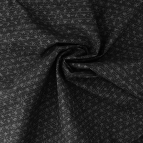 Coupon 3m Tissu Coton Imprimé Etoile Noir