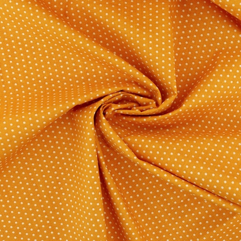 Coupon 3m Tissu Coton Imprimé Pois Orange