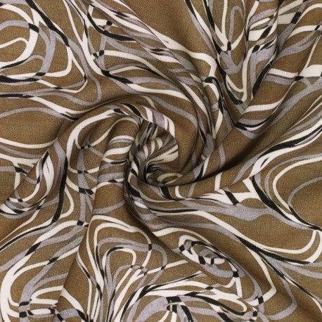 Coupon 3m Tissu Viscose Imprimé Chocolat