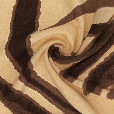 Coupon 3m Tissu Viscose Imprimé Ecru