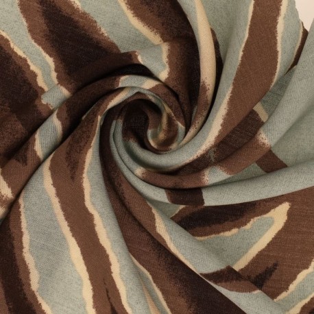 Coupon 3m Tissu Viscose Imprimé  Bleu vert