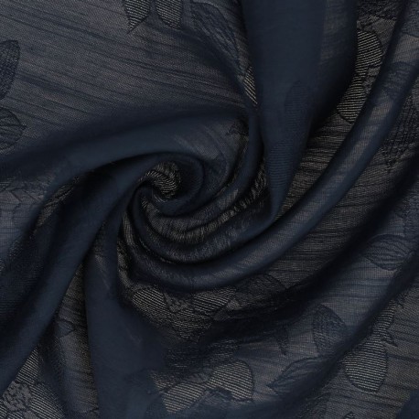 Coupon 3m Tissu Jacquard Tissé Bleu 