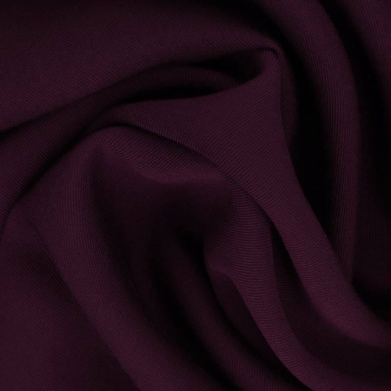 Coupon 3m Tissu Gabardine Viscose Polyester Uni Violet Prune