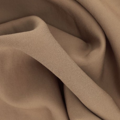 Coupon 3m Tissu Gabardine Viscose Polyester Uni Marron Clair 