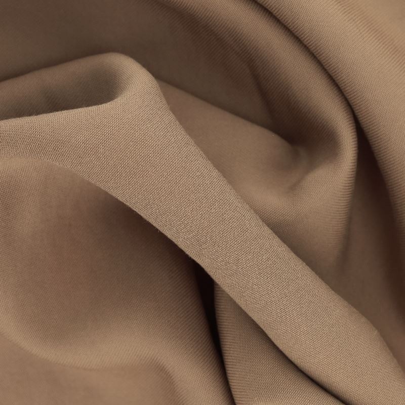 Coupon 3m Tissu Gabardine Viscose Polyester Uni Marron Clair 