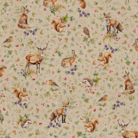 Coupon 3m Tissu Animal Forest Dream Fond Coloris Lin Digital 