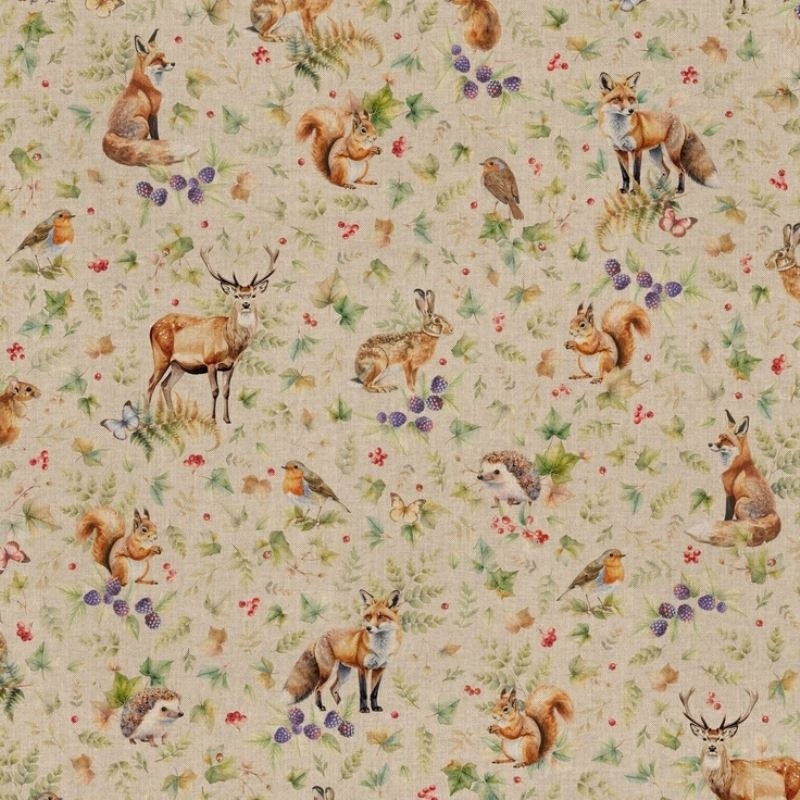Coupon 3m Tissu Animal Forest Dream Fond Coloris Lin Digital 