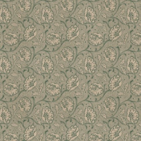 Coupon 3m Tissu Bloomy Art Craft Kaki Fond Coloris Lin