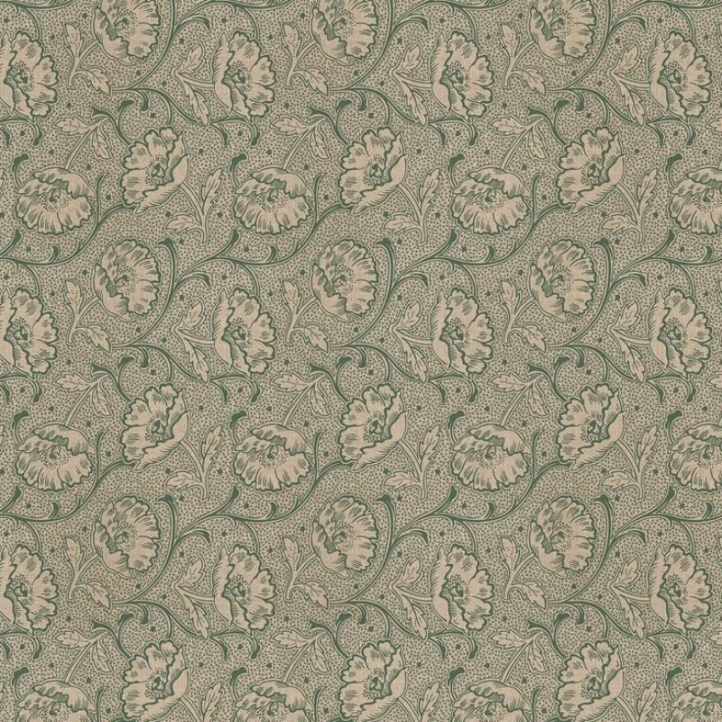 Coupon 3m Tissu Bloomy Art Craft Kaki Fond Coloris Lin